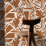 Orange Abstract Leaf Wallpaper Modern Wallpaper Peel and Stick and Traditional Wallpaper - D641