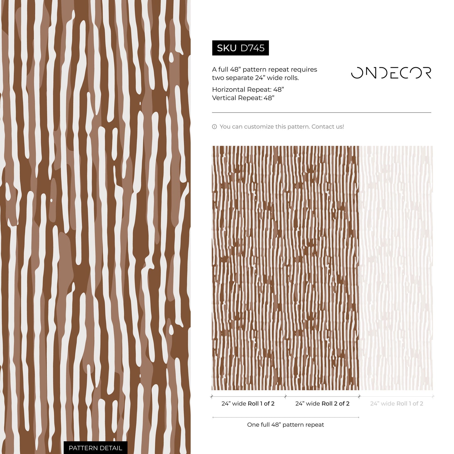 Brown Abstract Art Wallpaper Contemporary Wallpaper Peel and Stick and Traditional Wallpaper - D745