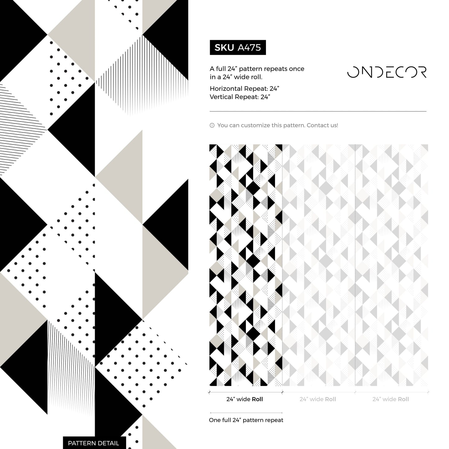 Black and White Geometric Wallpaper Modern Wallpaper Peel and Stick and Traditional Wallpaper - CC - A475