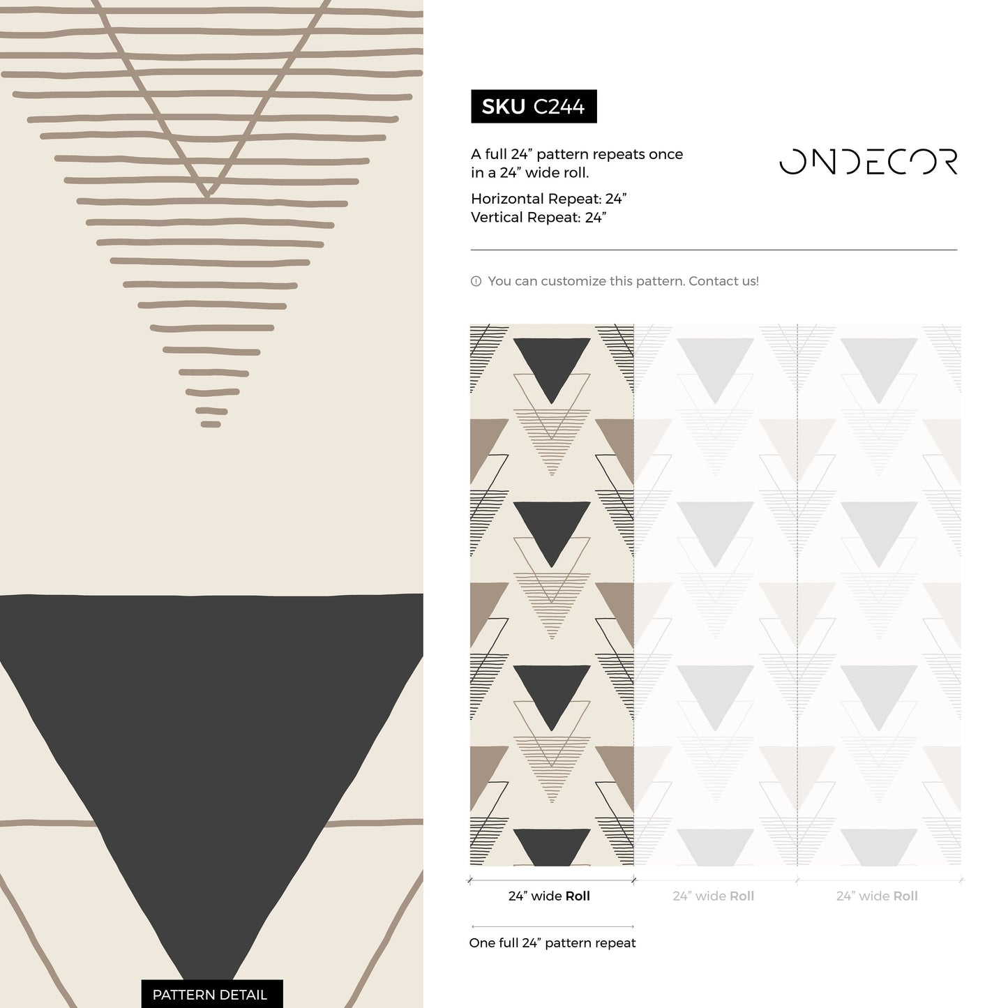 Removable Wallpaper Peel and Stick Wallpaper Wall Paper Wall - Geometric Triangles Wallpaper - C244