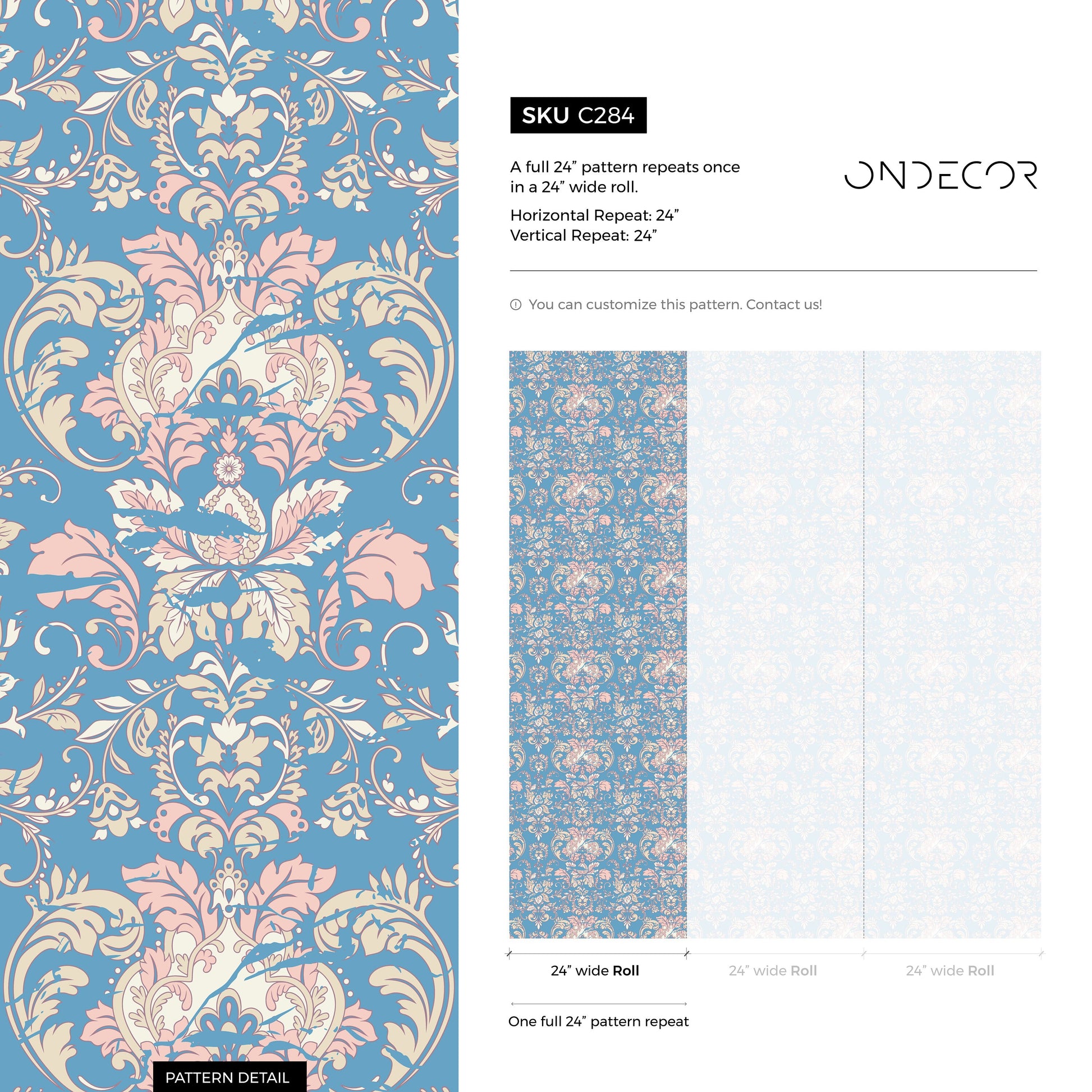 Ornamental Flowers Wallpaper - Removable Wallpaper Peel and Stick Wallpaper Wall Paper - C284