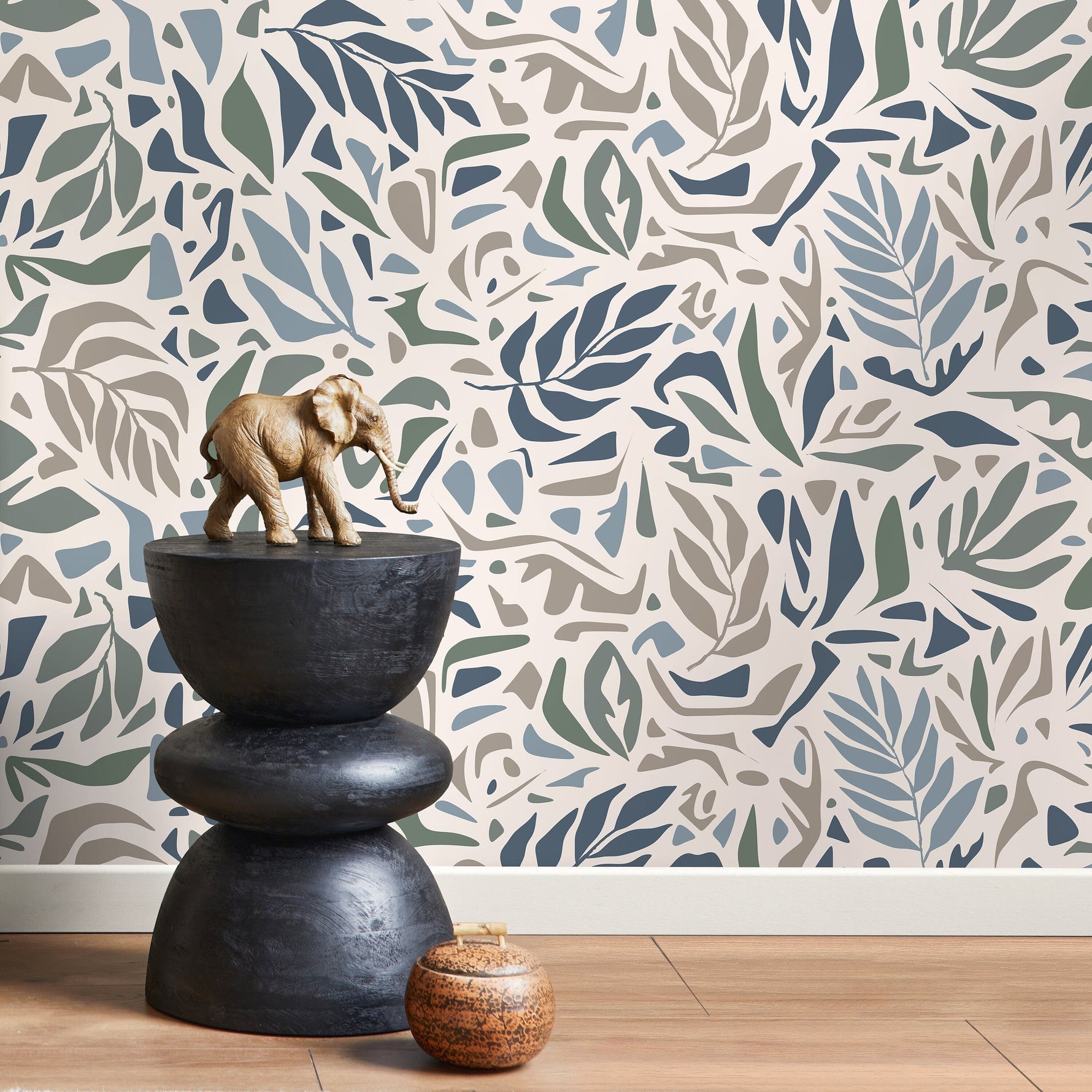 Abstract Leaf Wallpaper Modern Wallpaper Peel and Stick and Traditional Wallpaper - D722