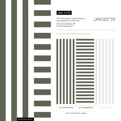 Olive Green Striped Wallpaper Modern Geometric Wallpaper Peel and Stick and Traditional Wallpaper - D735