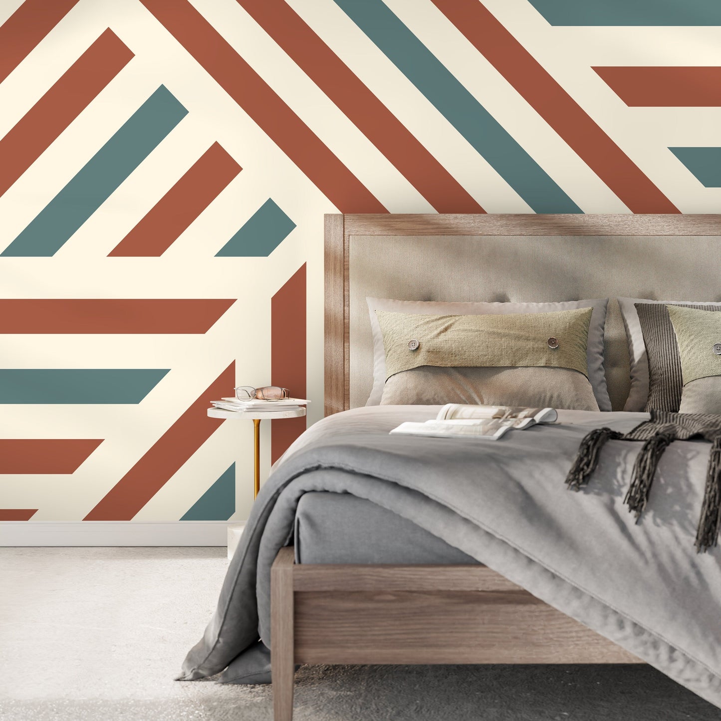 Striped Geometric Wallpaper Modern Wallpaper Peel and Stick and Traditional Wallpaper - D733