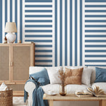 Blue Striped Wallpaper Modern Geometric Wallpaper Peel and Stick and Traditional Wallpaper - D738