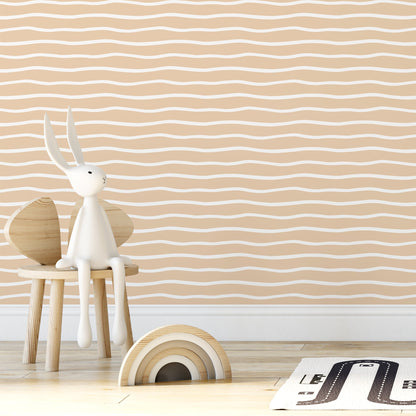 Yellow Minimalist Lines Wallpaper Boho Wallpaper Peel and Stick and Traditional Wallpaper - D748