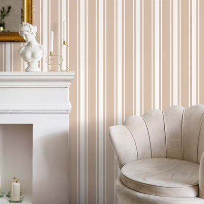 Beige Striped Wallpaper Vintage Wallpaper Peel and Stick and Traditional Wallpaper - D757