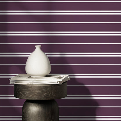 Purple Striped Wallpaper Modern Wallpaper Peel and Stick and Traditional Wallpaper - D760