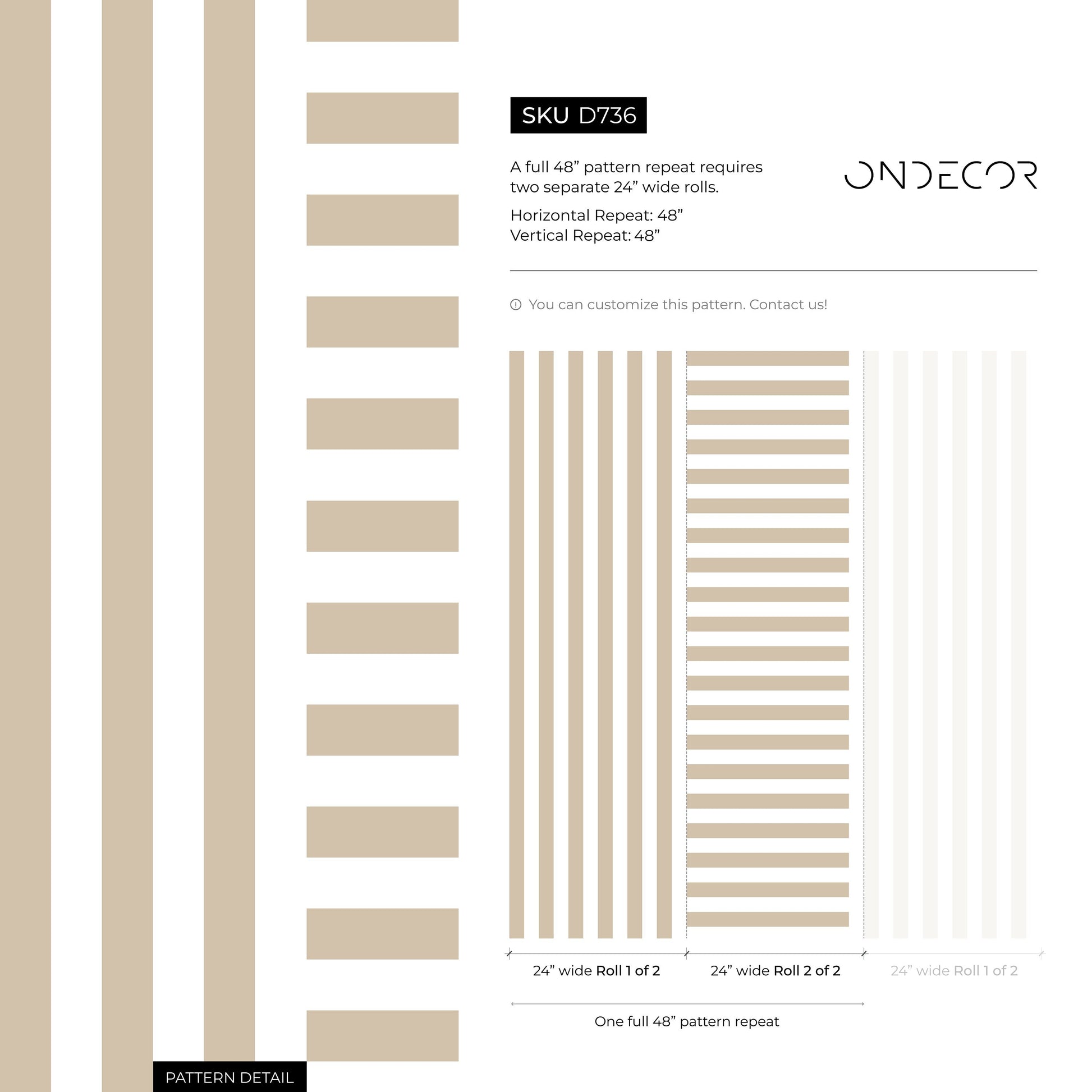 Beige Striped Wallpaper Modern Geometric Wallpaper Peel and Stick and Traditional Wallpaper - D736