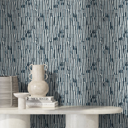 Blue Abstract Art Wallpaper Contemporary Wallpaper Peel and Stick and Traditional Wallpaper - D744