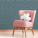 Dark Blue Minimalist Lines Wallpaper Boho Wallpaper Peel and Stick and Traditional Wallpaper - D751