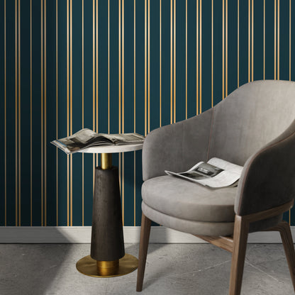 Gold and Green Wallpaper Striped Wallpaper Peel and Stick and Traditional Wallpaper - D770