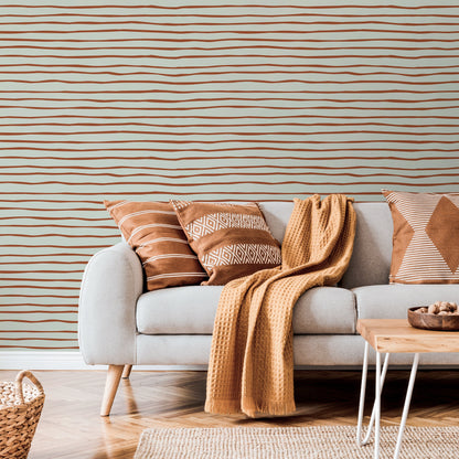 Boho Striped Wallpaper Modern Waves Wallpaper Peel and Stick and Traditional Wallpaper - D775