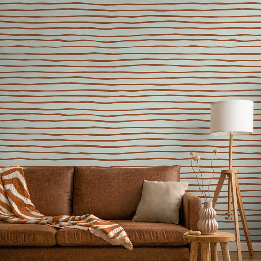 Boho Striped Wallpaper Modern Waves Wallpaper Peel and Stick and Traditional Wallpaper - D775