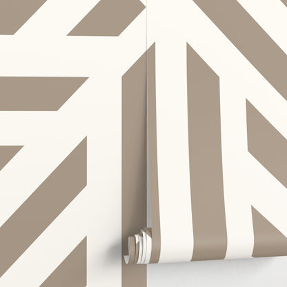 Beige Geometric Wallpaper Modern Striped Wallpaper Peel and Stick and Traditional Wallpaper - D734