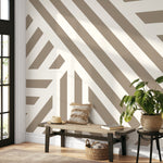Beige Geometric Wallpaper Modern Striped Wallpaper Peel and Stick and Traditional Wallpaper - D734