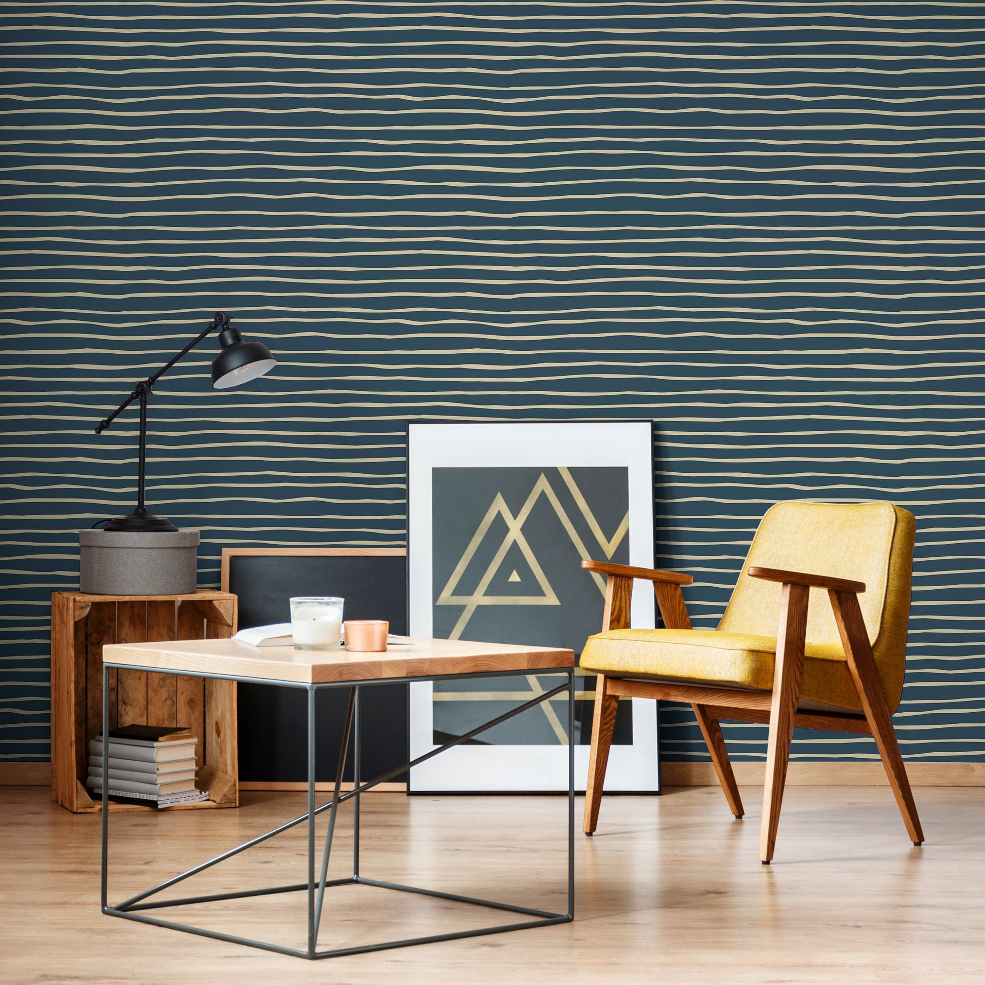 Unique Striped Wallpaper Modern Waves Wallpaper Peel and Stick and Traditional Wallpaper - D776