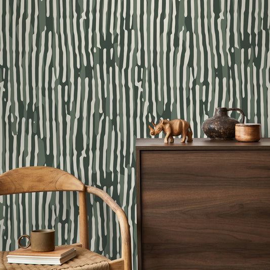 Dark Green Abstract Art Wallpaper Contemporary Wallpaper Peel and Stick and Traditional Wallpaper - D746