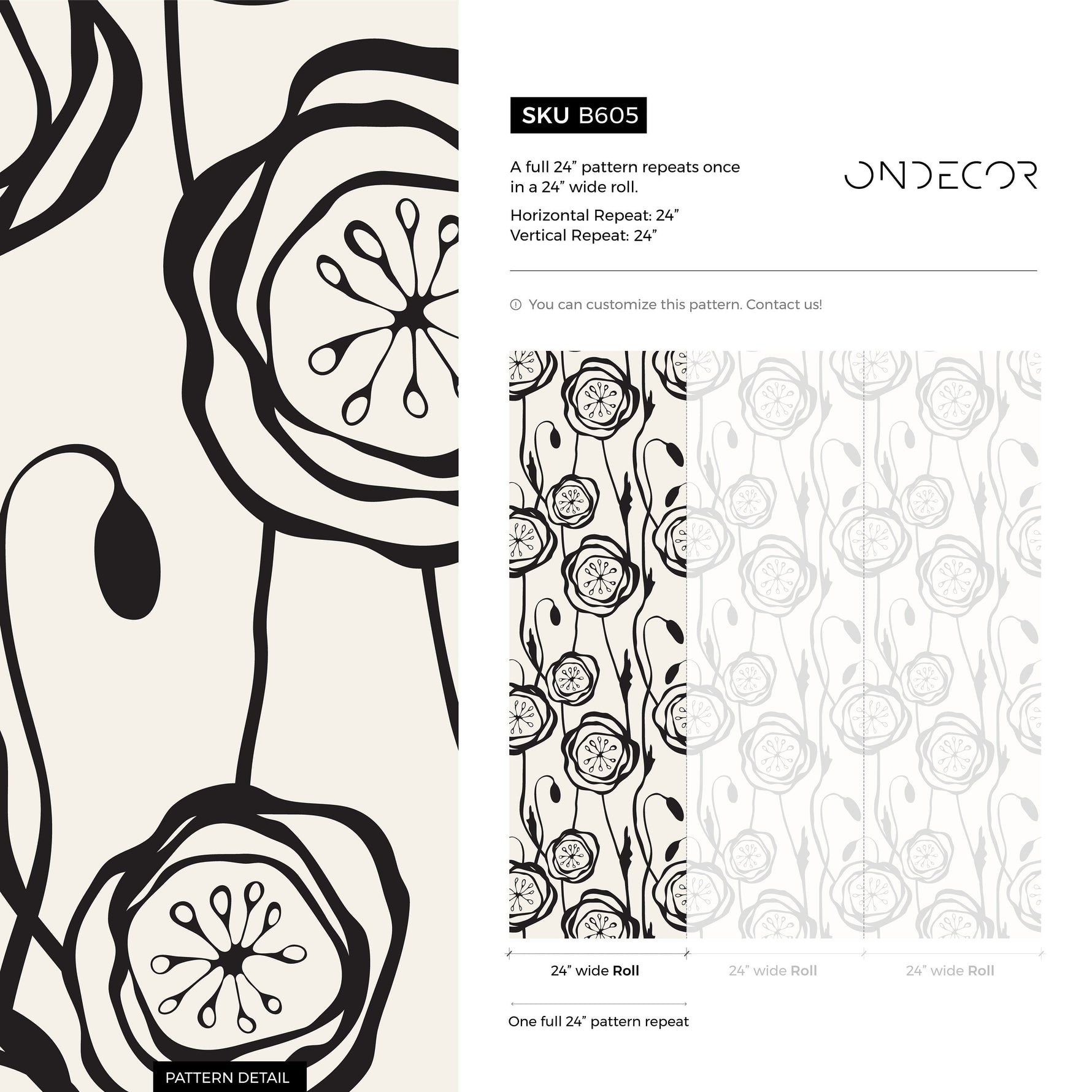 Wallpaper Peel and Stick Wallpaper Removable Wallpaper Home Decor Wall Art Wall Decor Room Decor / Unique Abstract Floral Wallpaper - B605