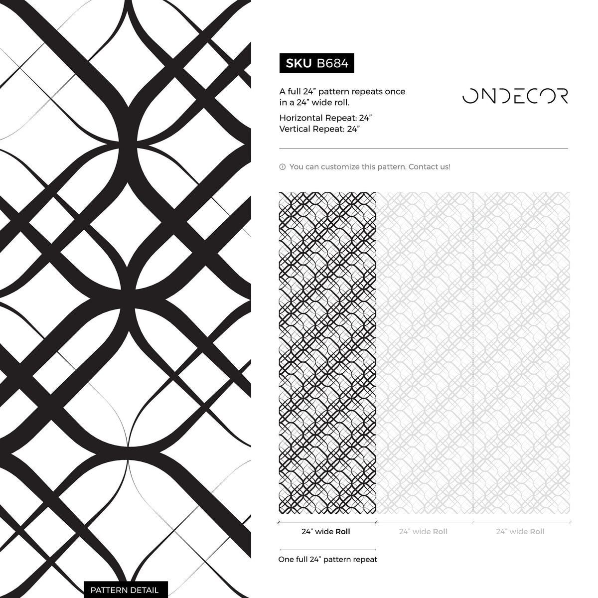 Geometric Wallpaper Removable Wallpaper Home Decor Wall Art Wall Decor Room Decor / Modern Black and White Wallpaper - B684