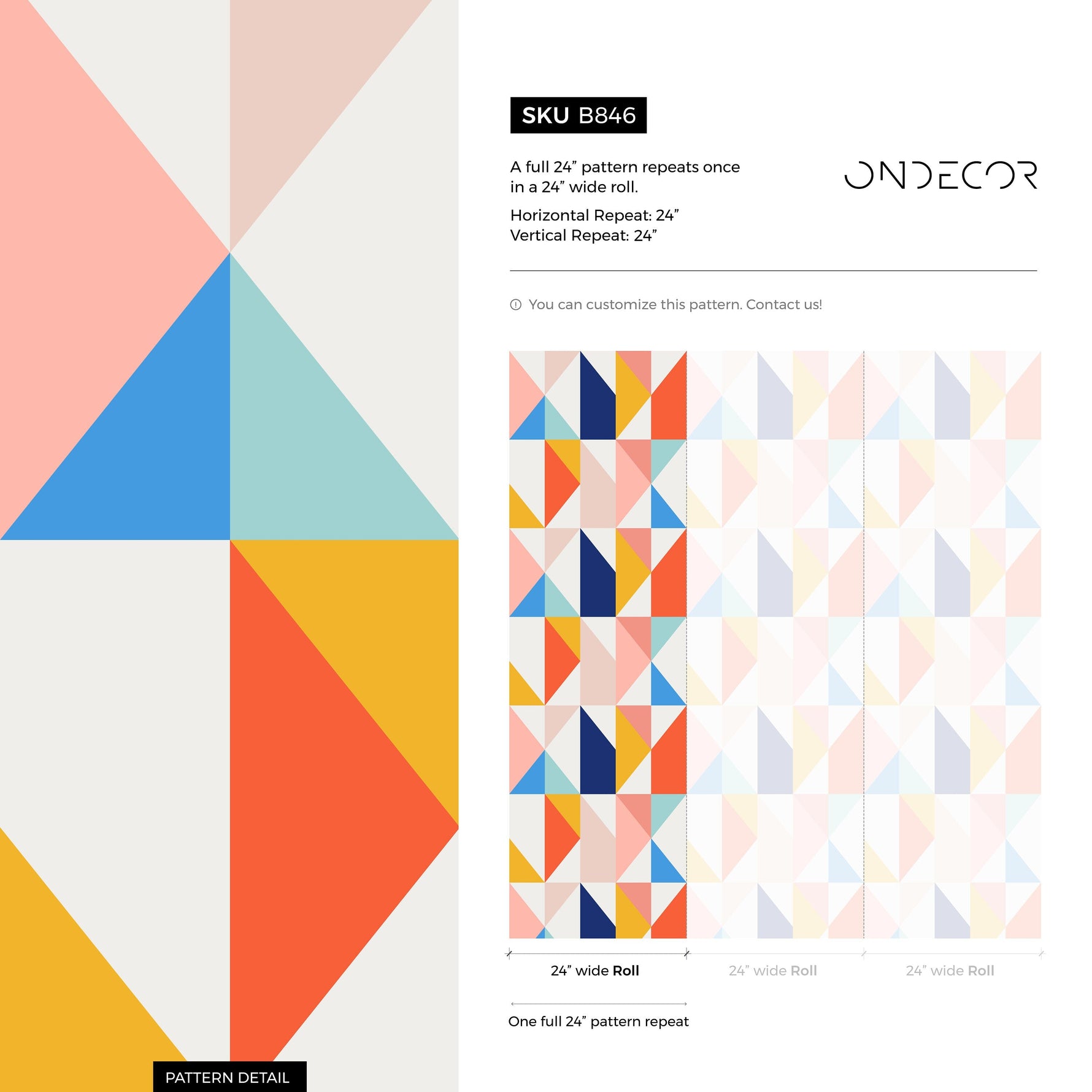 Colorful Geometric Removable Wallpaper Home Decor Wall Art Room Decor / Colorful Geometric Wallpaper - B846