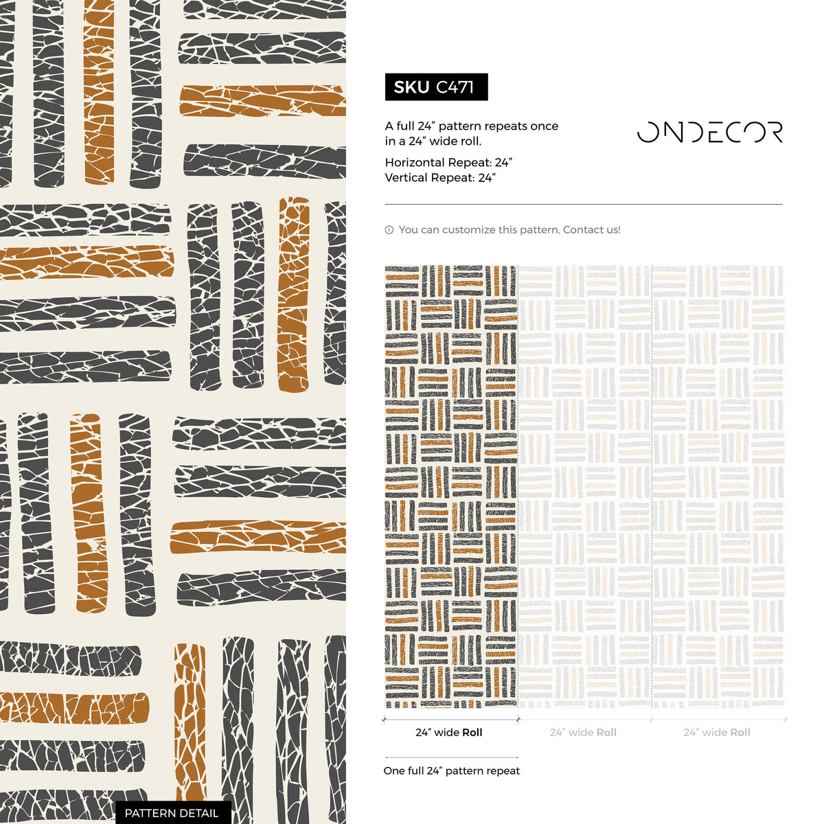 Wallpaper Peel and Stick Wallpaper Removable Wallpaper Home Decor Wall Art Wall Decor Room Decor / Boho Strips Wallpaper - C471