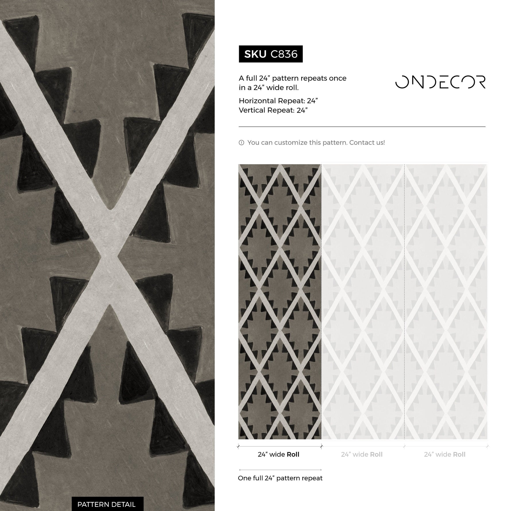 Black Boho Ethnic Wallpaper / Peel and Stick Wallpaper Removable Wallpaper Home Decor Wall Art Wall Decor Room Decor - C836