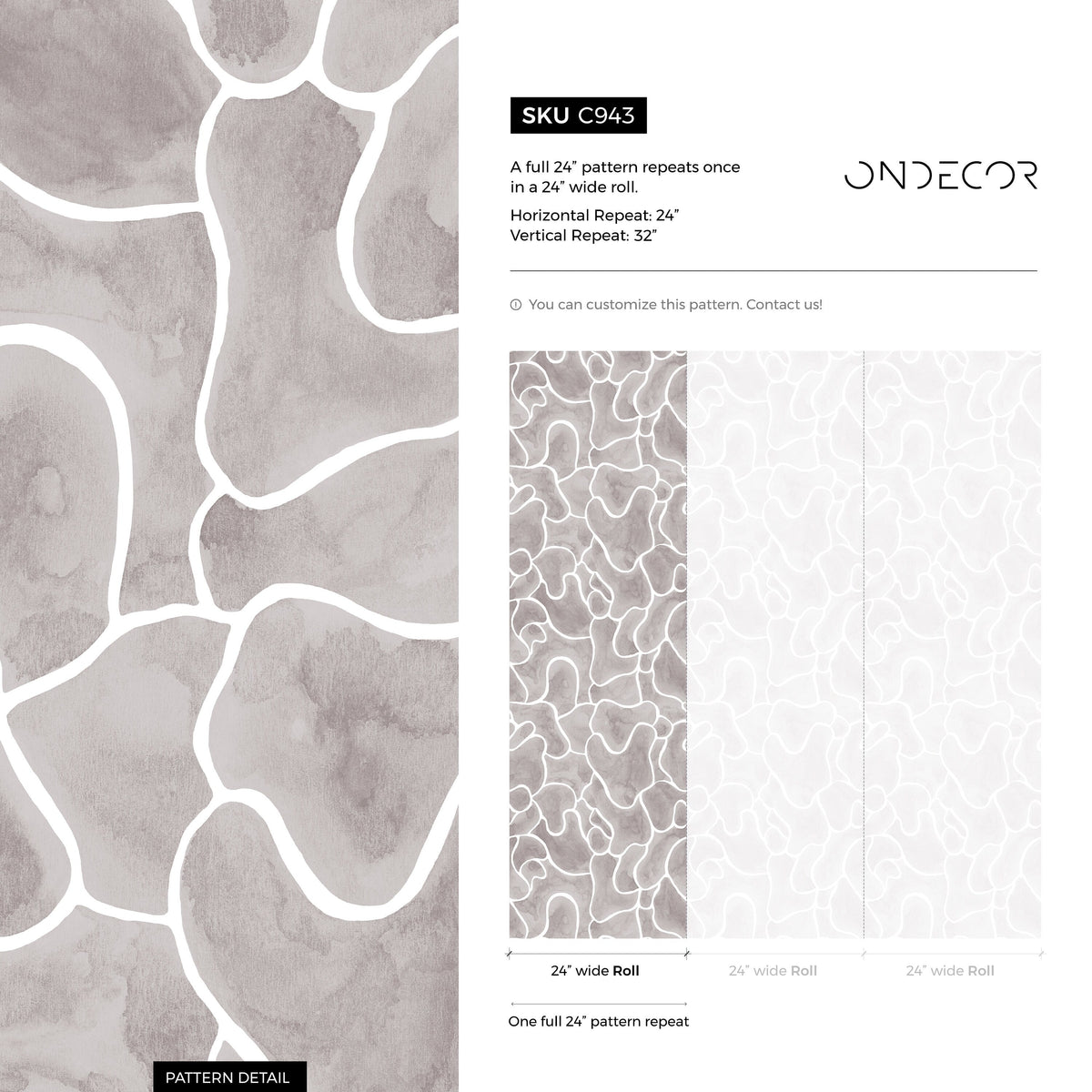 Gray Abstract Watercolor Wallpaper / Peel and Stick Wallpaper Removable Wallpaper Home Decor Wall Art Wall Decor Room Decor - C943