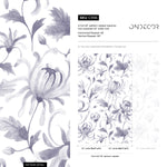 Purple Vintage Floral Wallpaper / Peel and Stick Wallpaper Removable Wallpaper Home Decor Wall Art Wall Decor Room Decor - C956