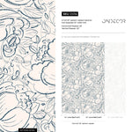 Boho Floral Hand Drawing Wallpaper / Peel and Stick Wallpaper Removable Wallpaper Home Decor Wall Art Wall Decor Room Decor - D054