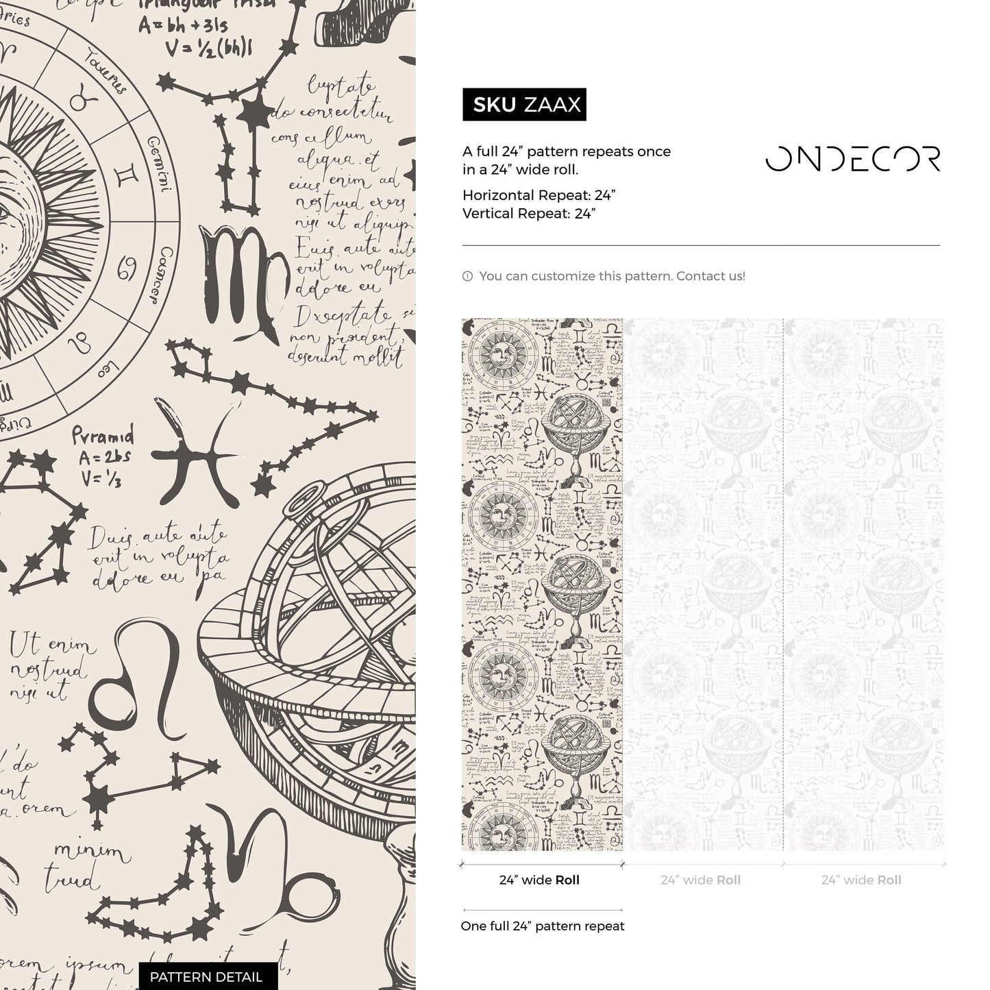 Mystique and Celestial Wallpaper Removable Peel and Stick Wallpaper, Peel and Stick Wallpaper Moon and Zodiac - ZAAX