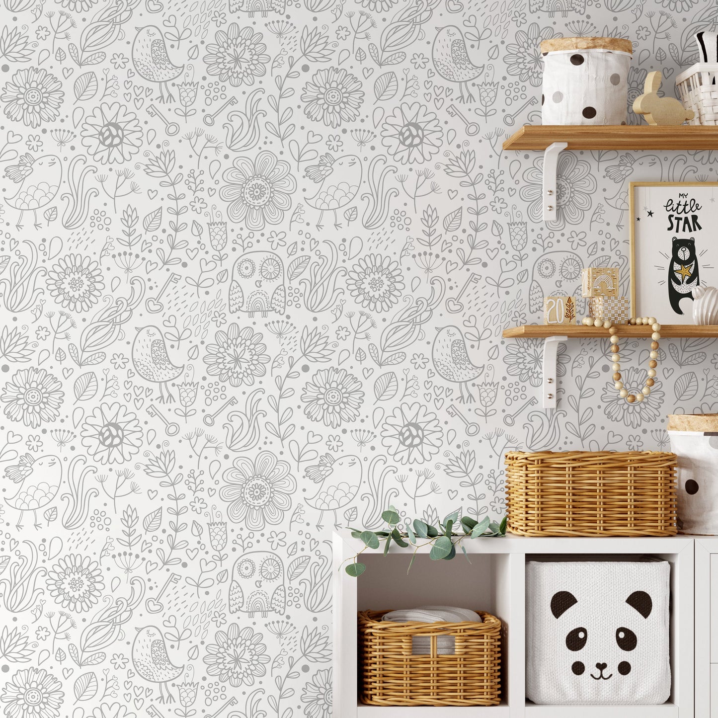 Removable Wallpaper Scandinavian Wallpaper Plants Wallpaper Peel and Stick Wallpaper Wall Paper - A452