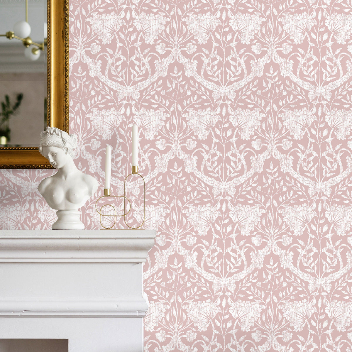 Wallpaper Peel and Stick Wallpaper Removable Wallpaper Home Decor Wall Art Wall Decor Room Decor / Pink Vintage Wallpaper - X168