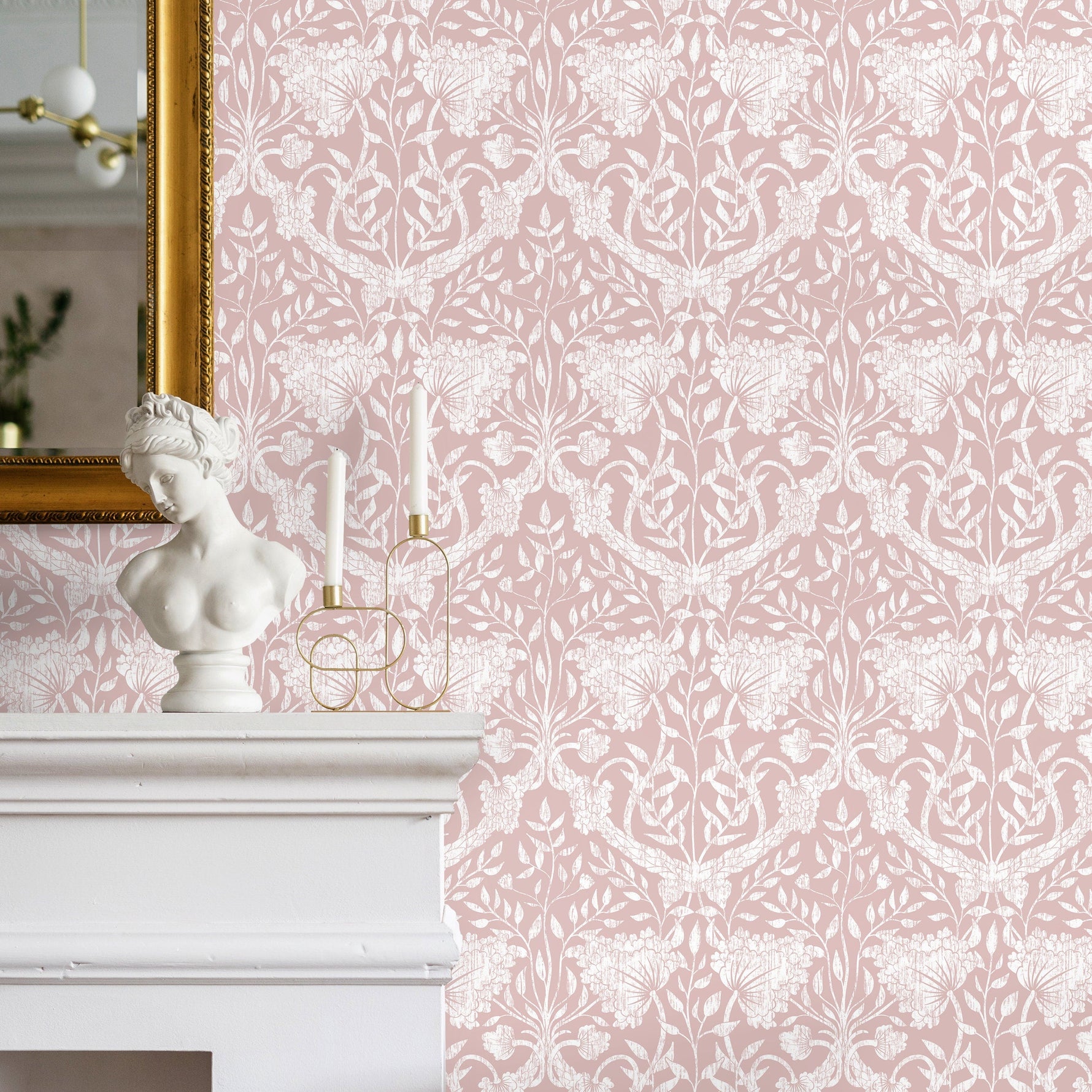 Wallpaper Peel and Stick Wallpaper Removable Wallpaper Home Decor Wall Art Wall Decor Room Decor / Pink Vintage Wallpaper - X168