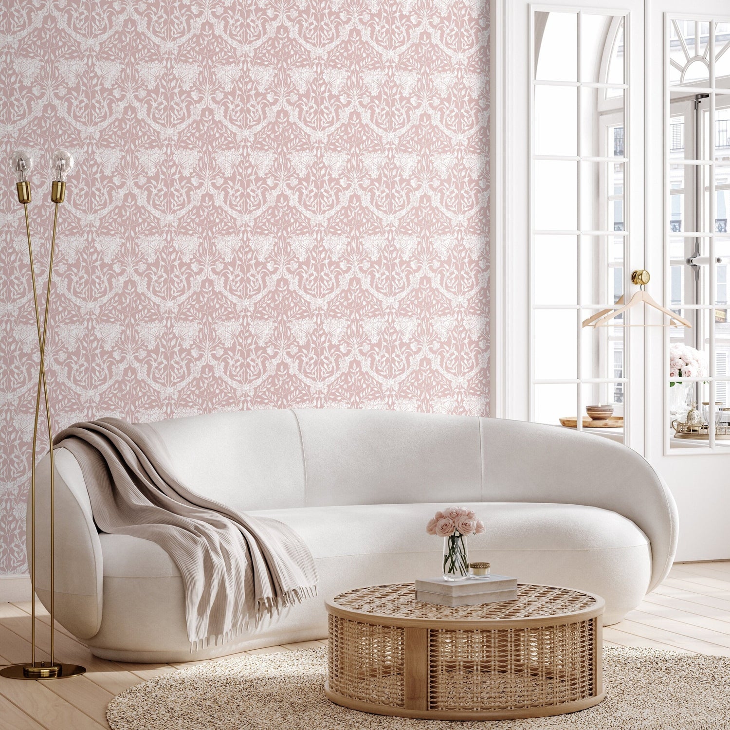 Wallpaper Peel and Stick Wallpaper Removable Wallpaper Home Decor Wall Art Wall Decor Room Decor / Pink Vintage Wallpaper - X168