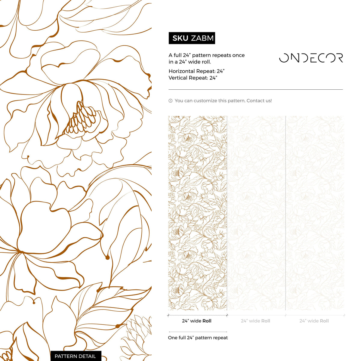 Boho Minimalist Peony Wallpaper Peel and Stick Removable Repositionable Geometric Minimalistic Abstract - ZABM