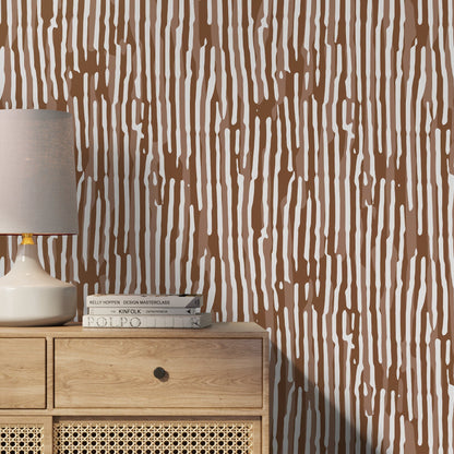 Brown Abstract Art Wallpaper Contemporary Wallpaper Peel and Stick and Traditional Wallpaper - D745