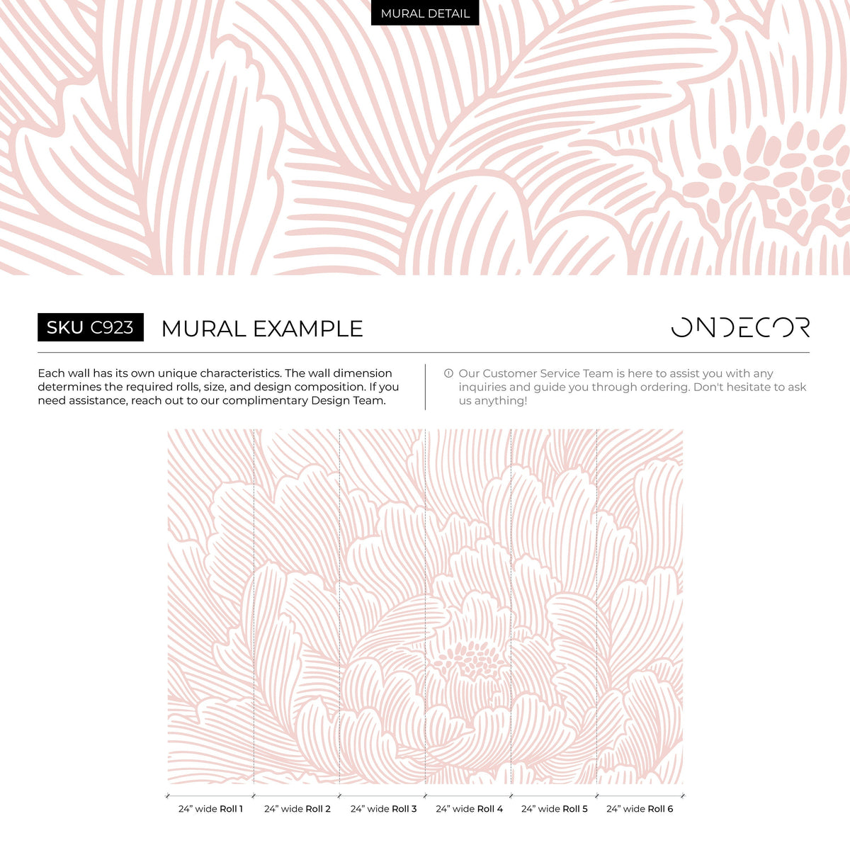 Pink Large Floral Wallpaper / Wallpaper Peel and Stick Wallpaper Removable Wallpaper Home Decor Wall Art Wall Decor Room Decor - C923