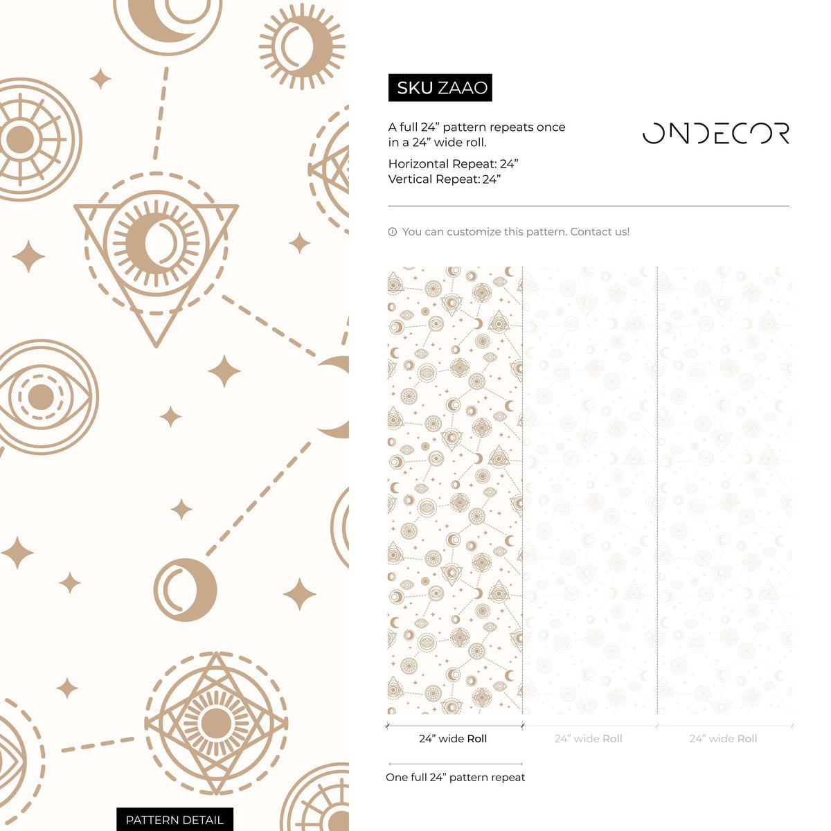 Beige Whimsical Celestial Wallpaper / Peel and Stick Wallpaper Removable Wallpaper Home Decor Wall Art Wall Decor Room Decor - ZAAO