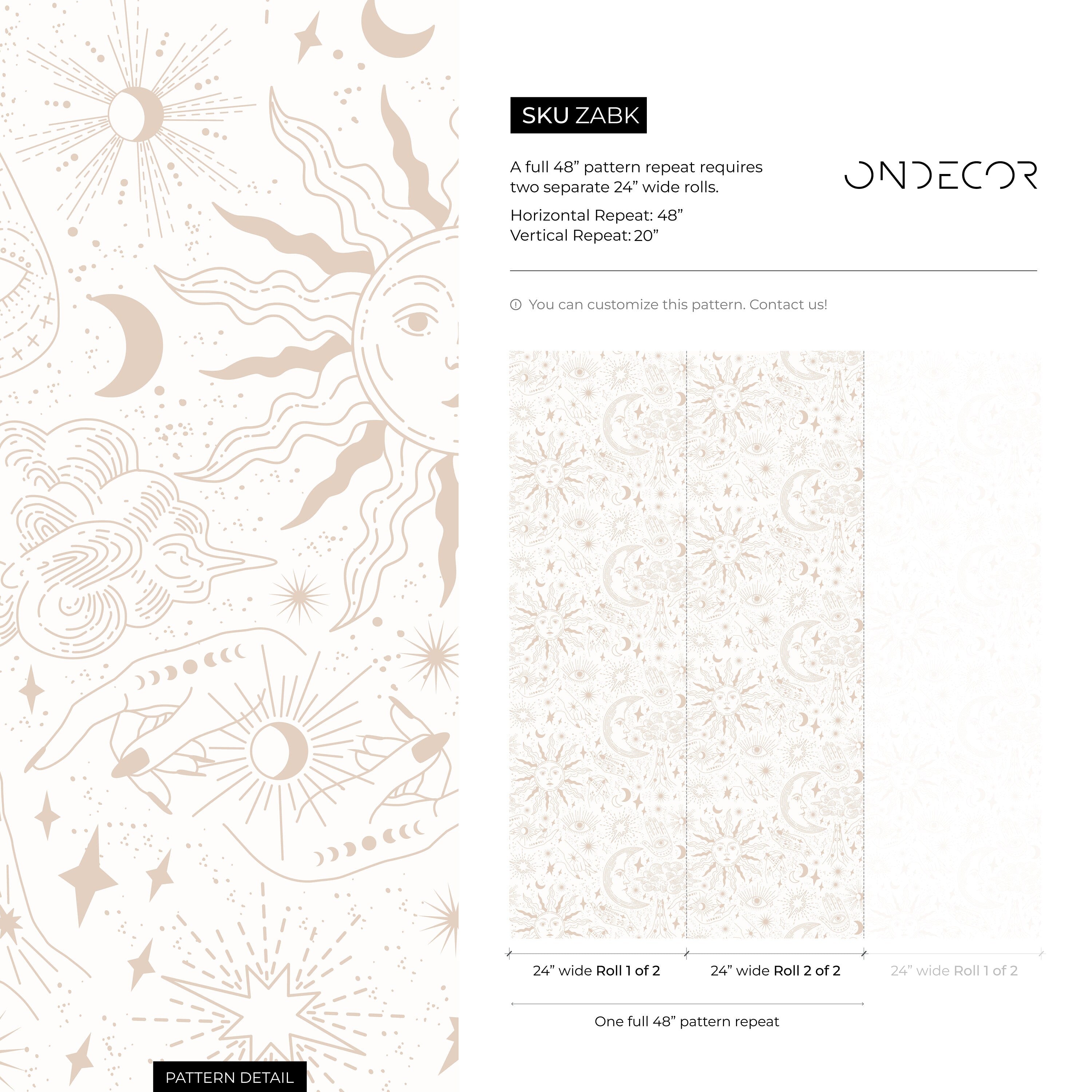 Astral Pray Wallpaper Removable Peel and Stick, Modern Neutral