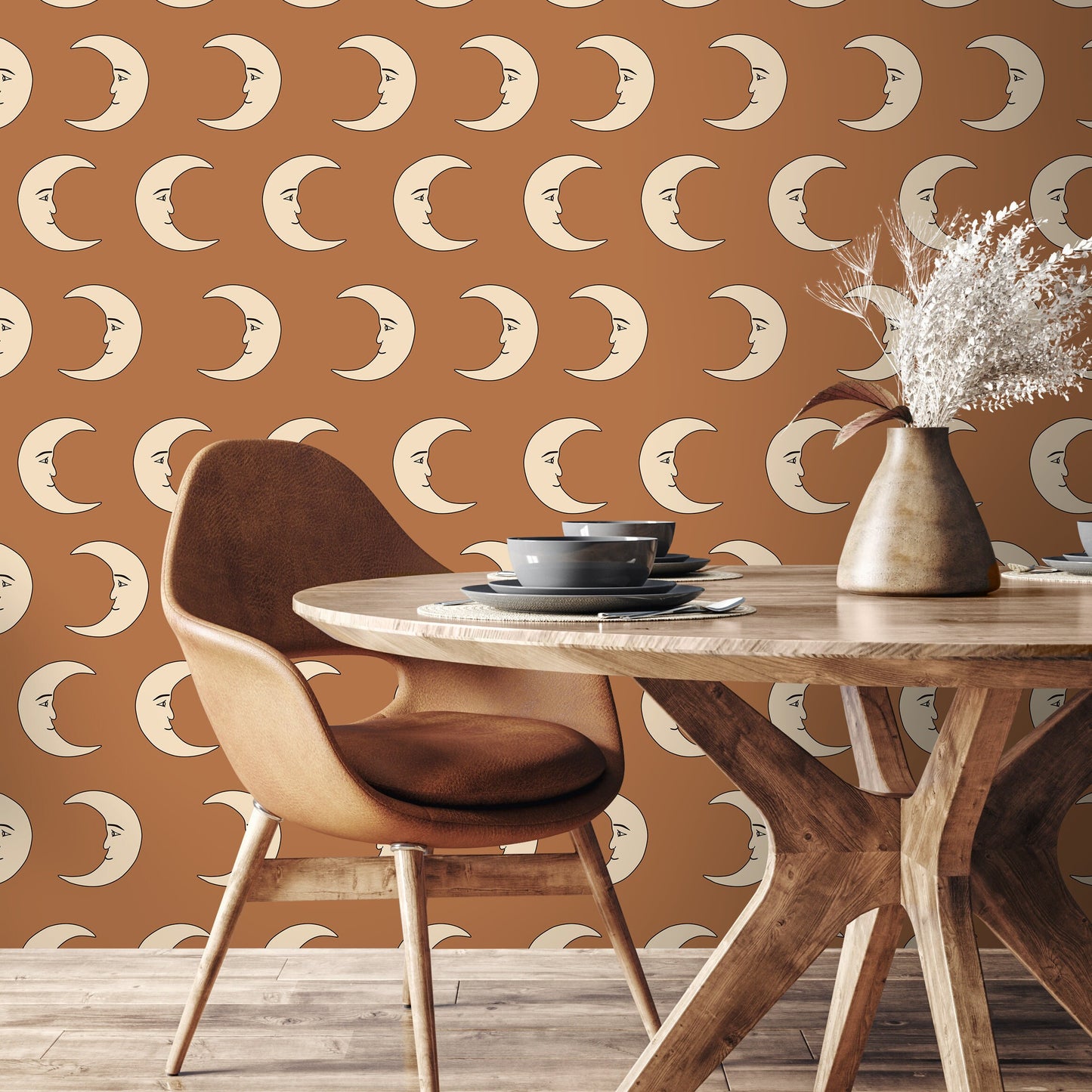 Half Moon Terracotta Wallpaper Removable Self Adhesive Wallpaper, Peel and Stick Wallpaper - ZABZ
