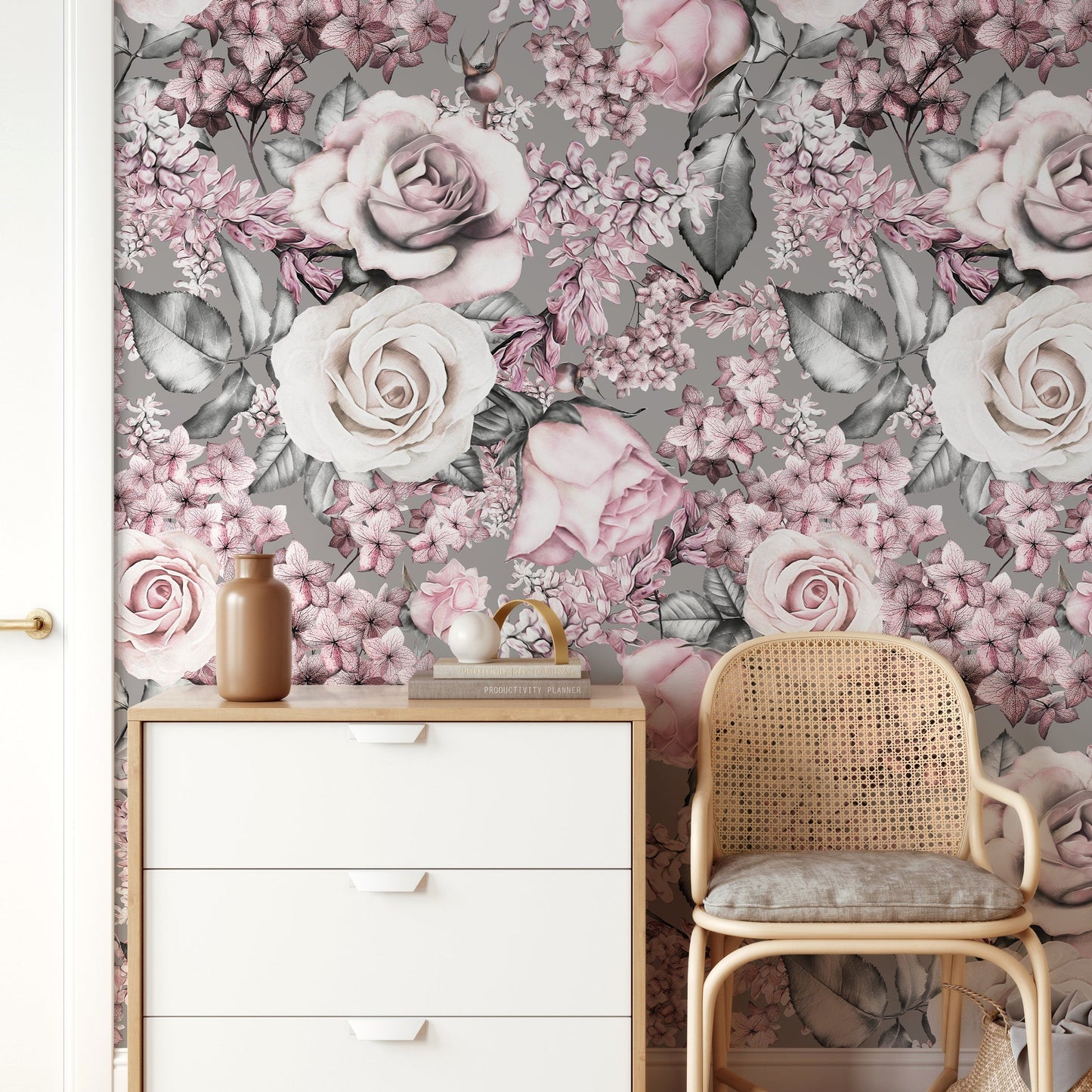 Removable Wallpaper Peel and Stick Wallpaper Wall Paper Wall Mural - Floral Watercolor Wallpaper - A548