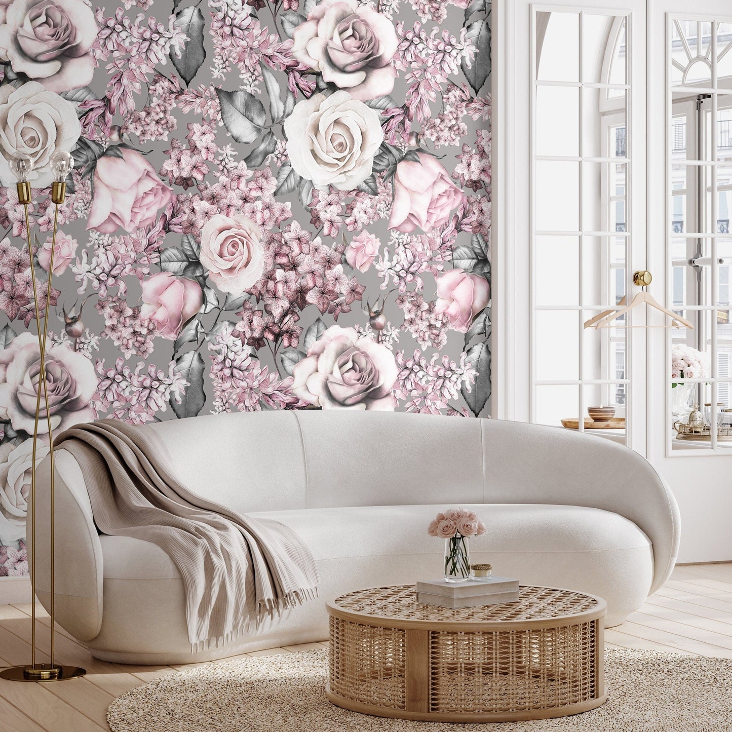 Removable Wallpaper Peel and Stick Wallpaper Wall Paper Wall Mural - Floral Watercolor Wallpaper - A548