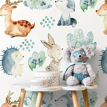 Temporary Wallpaper Nursery Decor Removable Wallpaper Peel and Stick Baby Wallpaper Wall Cute Animals Wallpaper - B509
