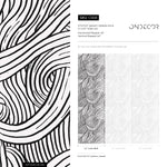 Black and White Waves Wallpaper / Peel and Stick Wallpaper Removable Wallpaper Home Decor Wall Art Wall Decor Room Decor - C668