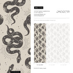 Gray Snake Boho Wallpaper / Peel and Stick Wallpaper Removable Wallpaper Home Decor Wall Art Wall Decor Room Decor - C723
