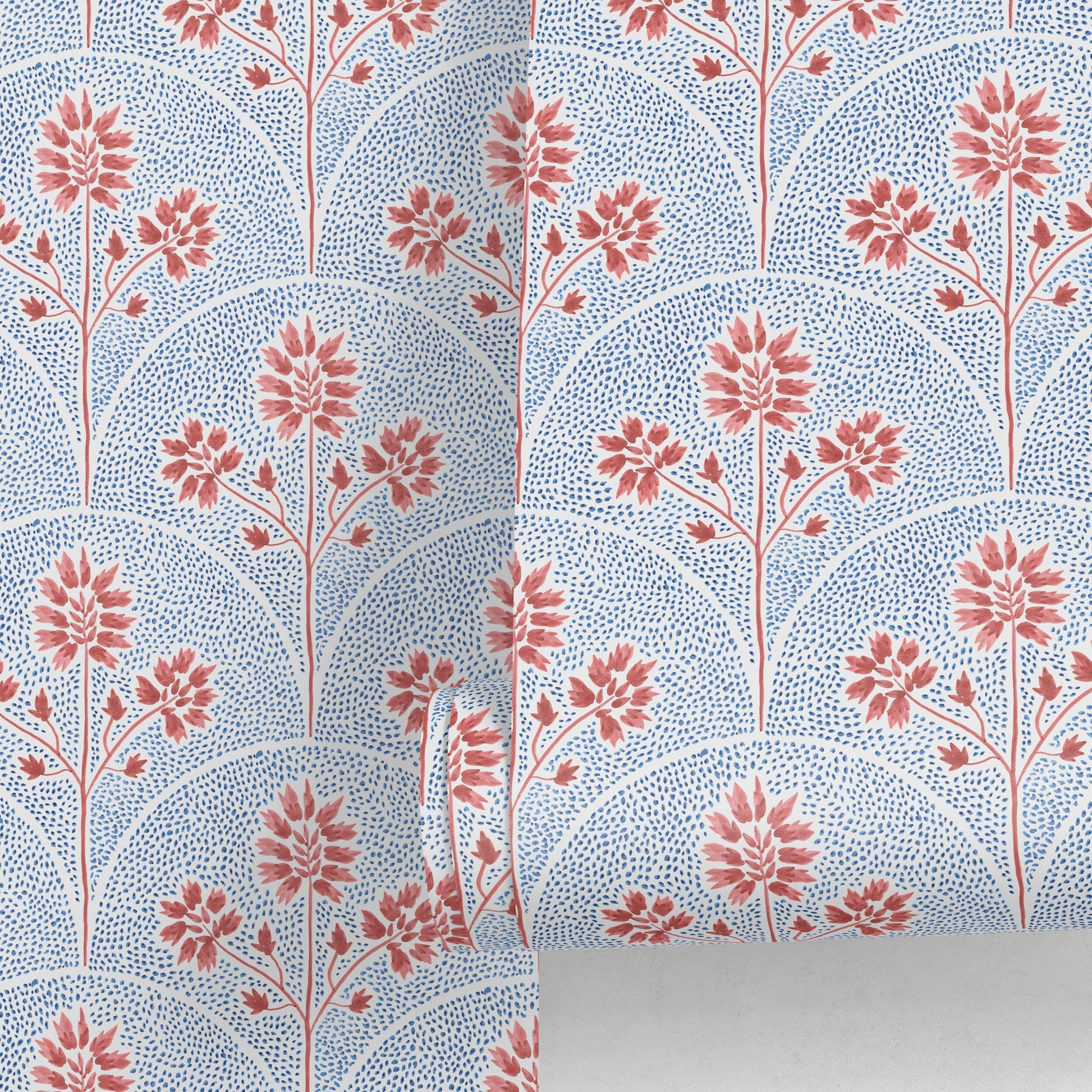 Pink and Blue Floral Wallpaper / Peel and Stick Wallpaper Removable Wallpaper Home Decor Wall Art Wall Decor Room Decor - C779