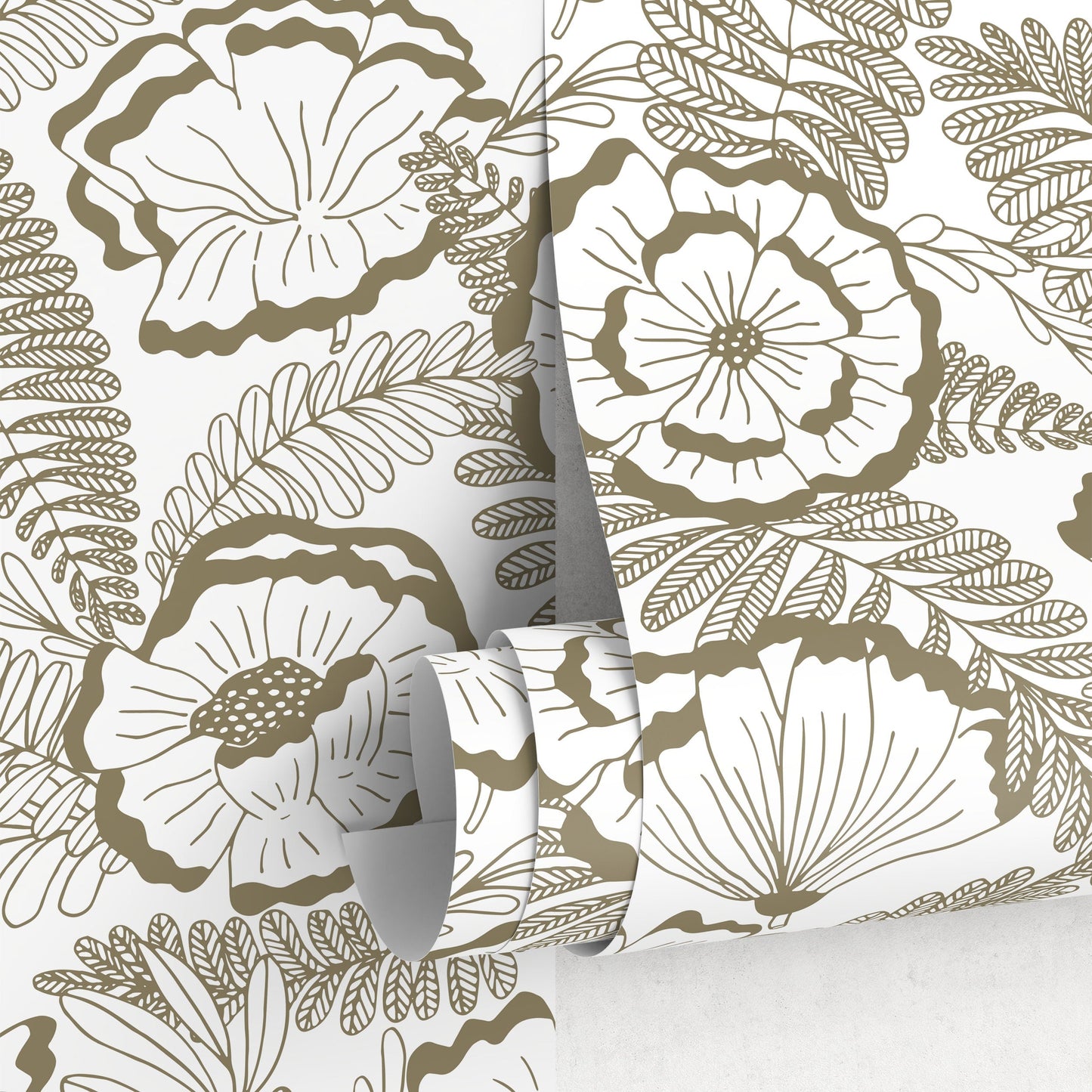 Beige Boho Flower Wallpaper / Peel and Stick Wallpaper Removable Wallpaper Home Decor Wall Art Wall Decor Room Decor - C849