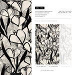 Wallpaper Peel and Stick Wallpaper Removable Wallpaper Home Decor Wall Art Wall Decor Room Decor / Black and Beige Floral Wallpaper - X192