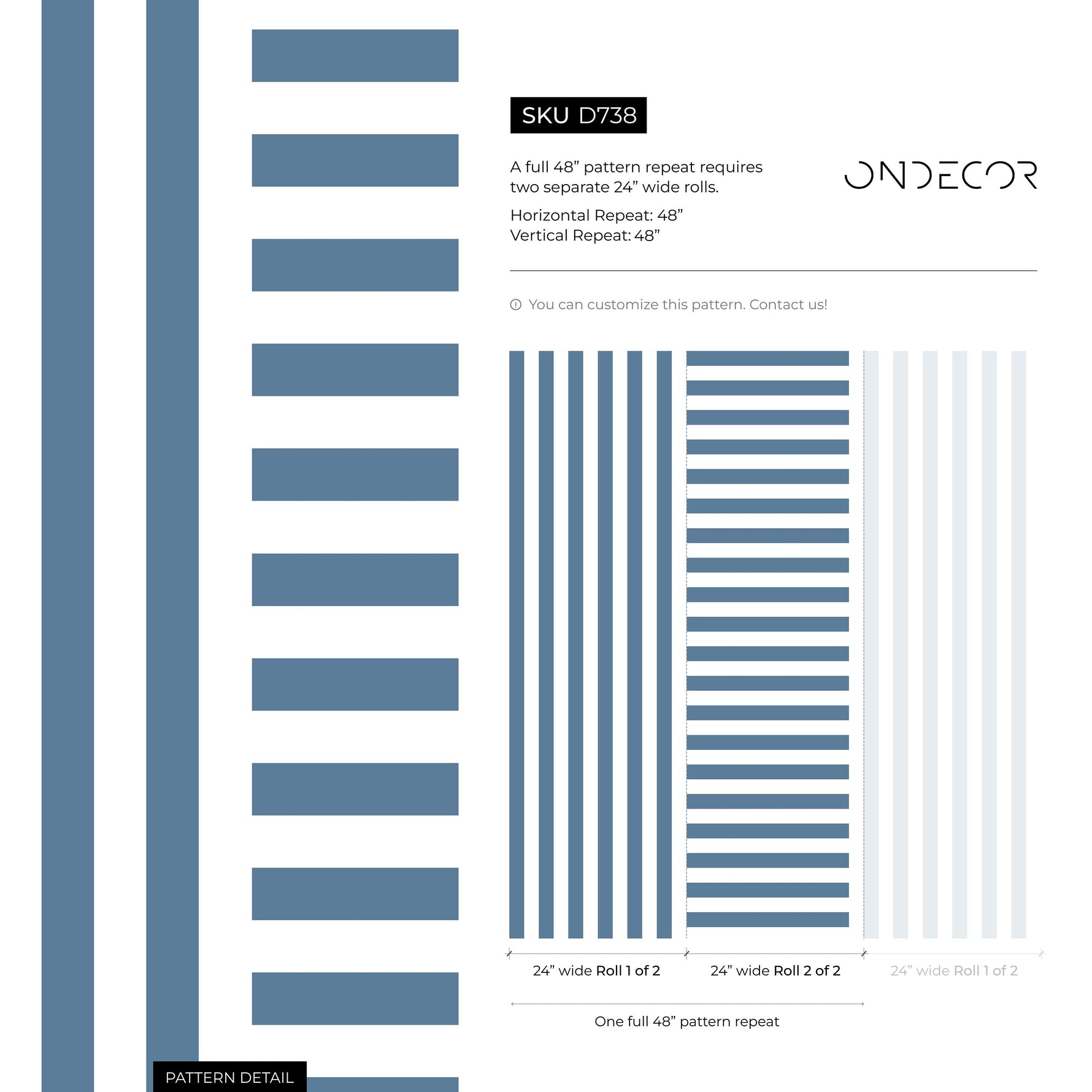 Blue Striped Wallpaper Modern Geometric Wallpaper Peel and Stick and Traditional Wallpaper - D738
